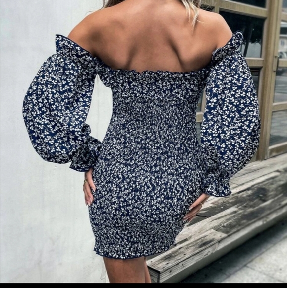 New Shein Floral Print Off Shoulder Dress (L) - Picture 2 of 2